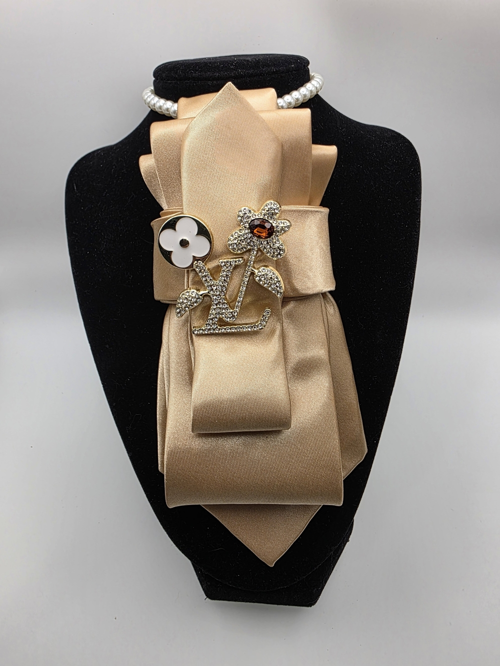 Tie Necklace | Champagne Satin